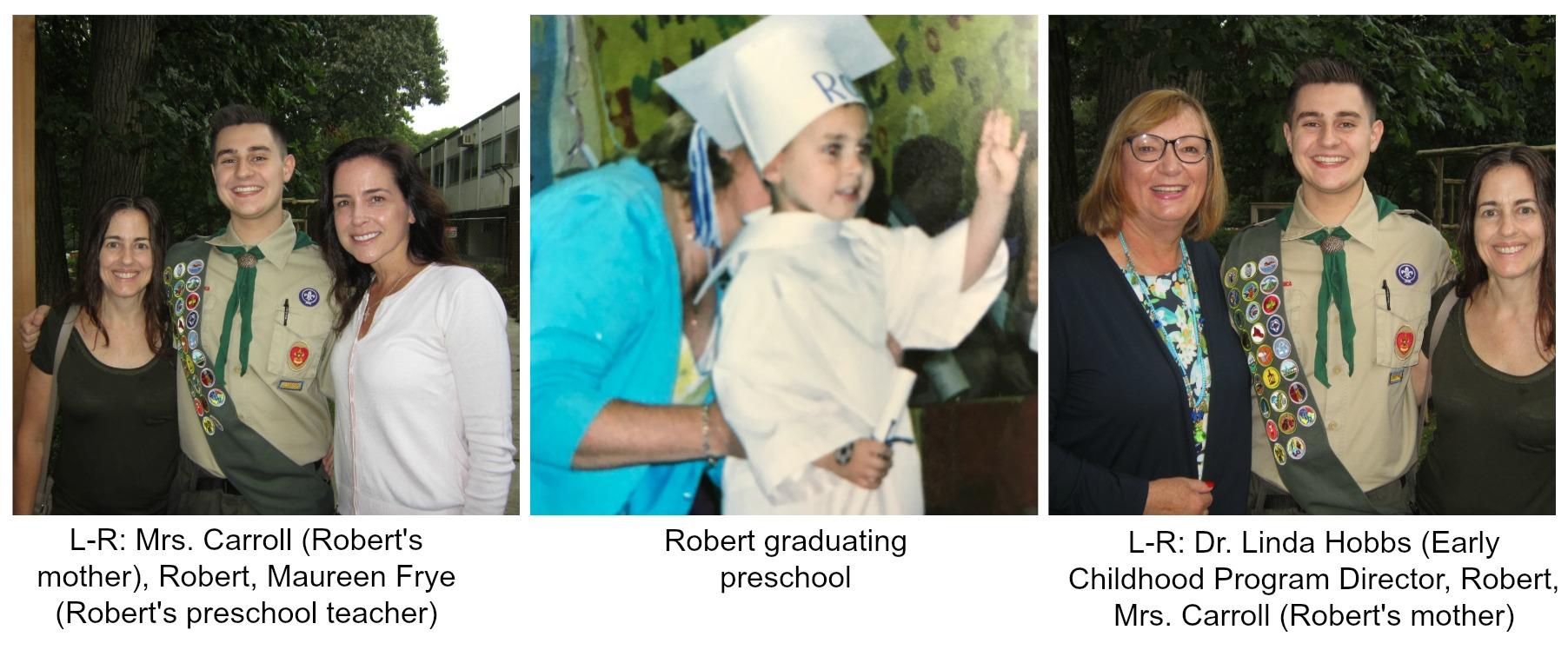 Collage of Robert, his mother, Director of EC, and Teacher