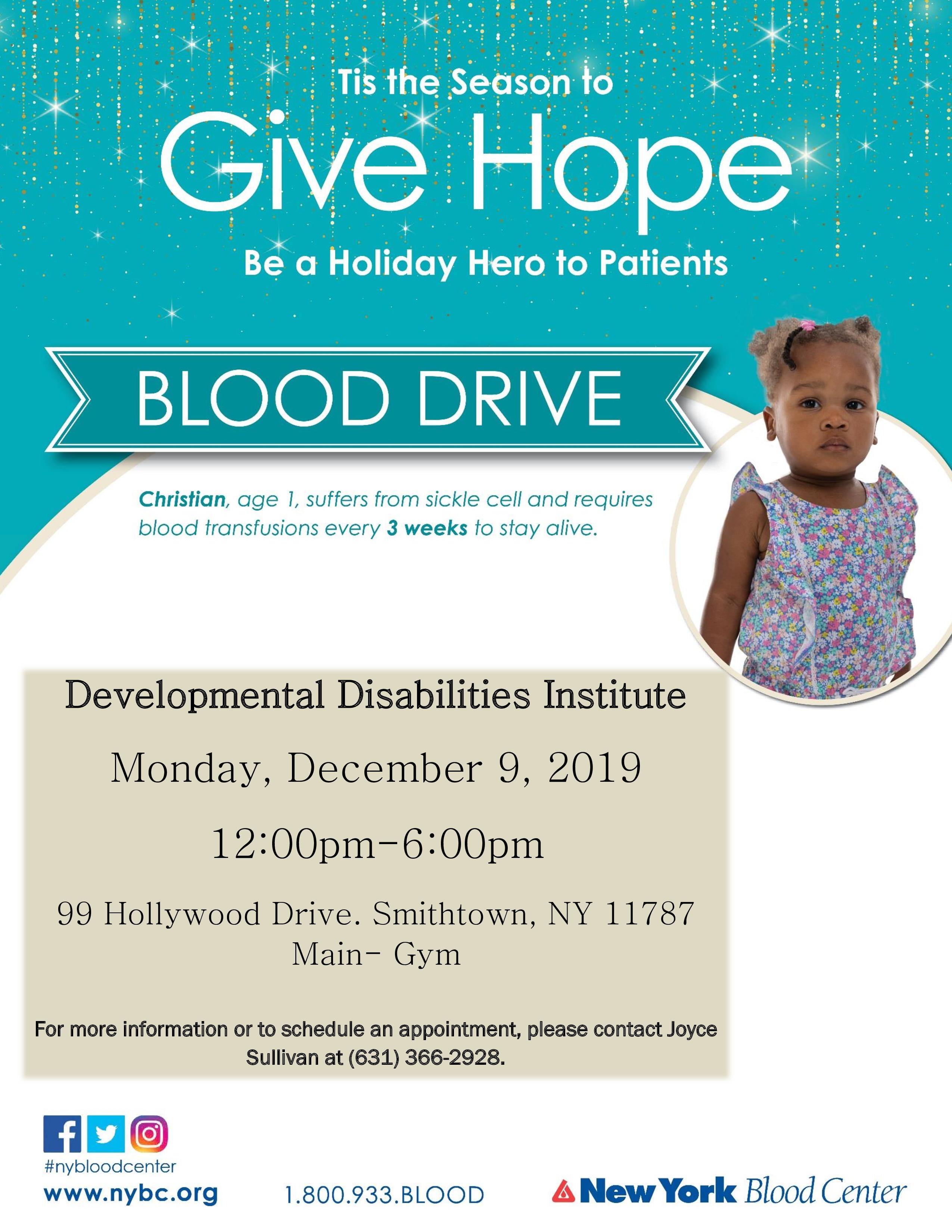 Holiday blood drive flyer