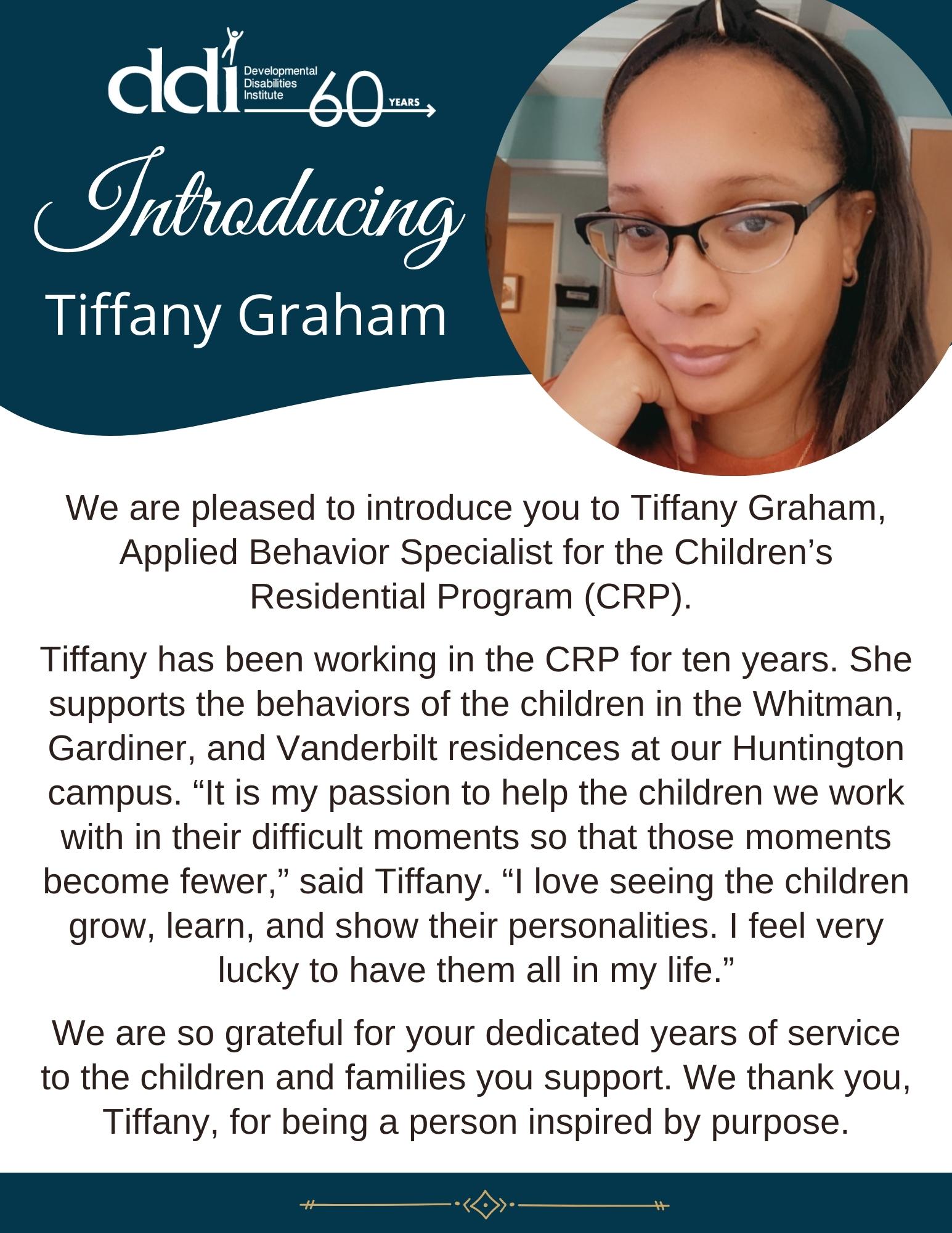 Introducing Tiffany Graham from the CRP