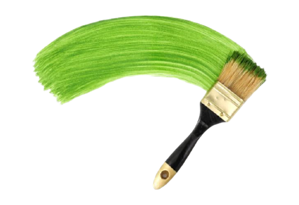 Paint brush painting the color green