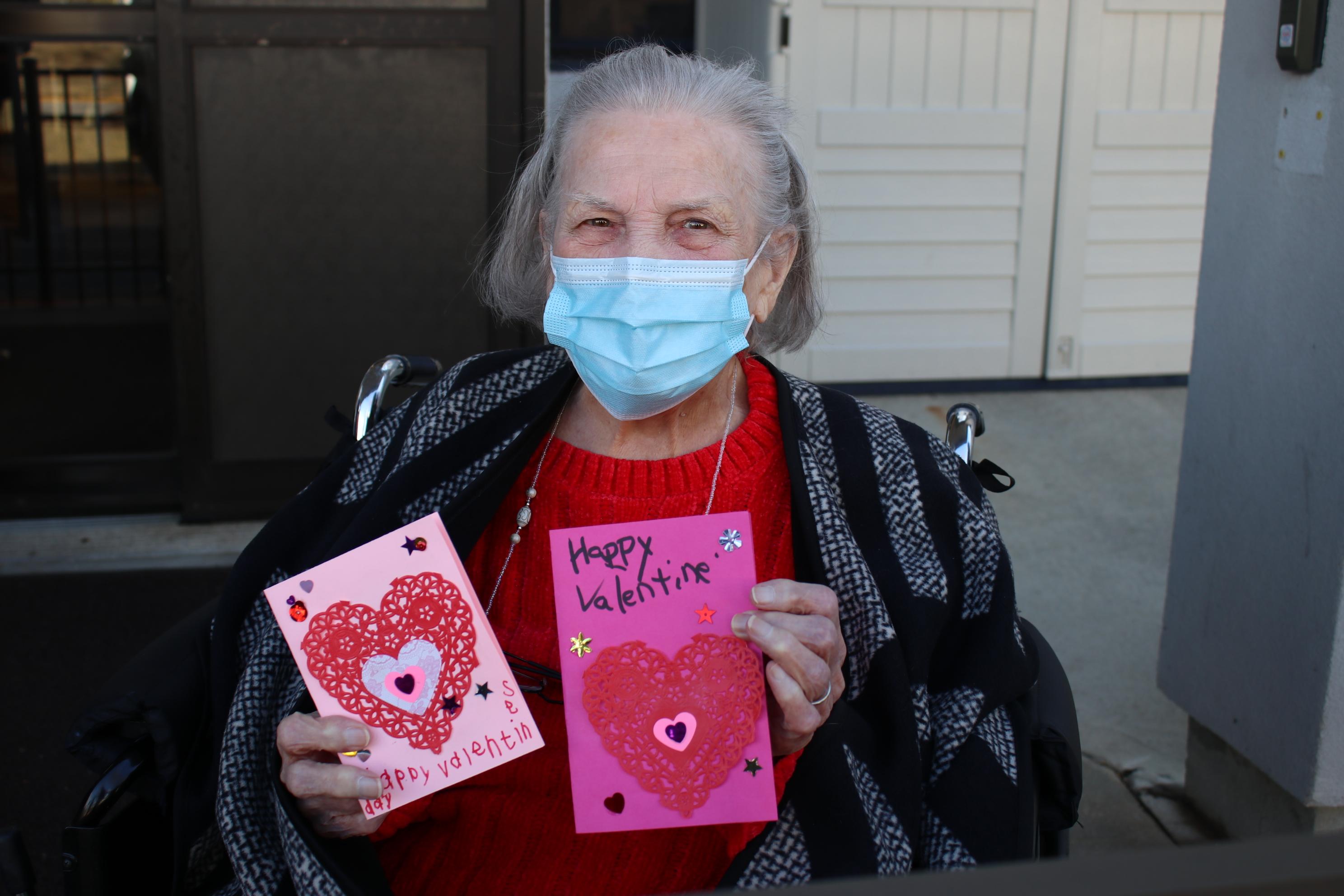 Joan with Valentine's Day Cards